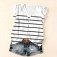 thumbnail image 4 of WULMLEO Women's Casual Striped Top V-Neck Button Down Lightweight Summer Blouse White XL, 4 of 5