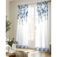 thumbnail image 5 of Blue Roses Sheer Curtains 63 Inch Length 2 Panels Set for Living Room/Bedroom, Spring Floral Elegant Pastoral Flowers Botanical Kitchen Curtains Grommet Curtains Window Treatments 42"x63"x2, 5 of 7