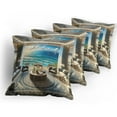 thumbnail image 5 of Ambesonne Fantasy Scenery Throw Pillow Cover 4 Pack, Oriental Room Ocean, 16", Coconut Blue and Turquoise, 5 of 7