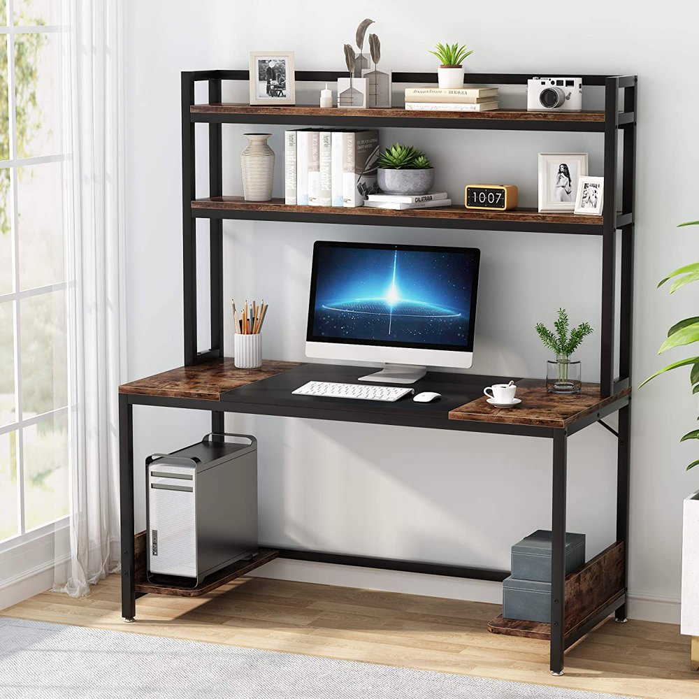 Tribesigns Computer Desk with Hutch and Bookshelf,55 inches Office Desk
