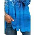 thumbnail image 4 of DYMADE Women Plus Size Floral V-neck Zipper Off Shoulder Long Sleeve Casual T-shirt, 4 of 4