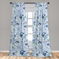 thumbnail image 2 of Flowers Boho Window Curtains, Springtime Inspired Watercolor Rose Pattern With Leaves Greenery, Lightweight Decor 2-Panel Set with Rod Pocket, Pair of - 28"x63", Pale Blue Peacock Green, by Ambesonne, 2 of 3