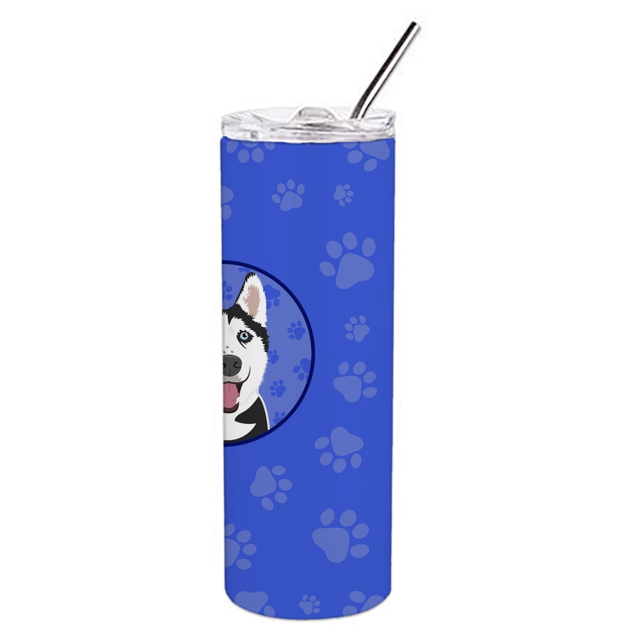 Carolines Treasures WDK1110TBL20 Siberian Husky Black and White Design2  Stainless Steel 20 oz Skinny Tumbler Blue 20 oz
