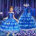 thumbnail image 2 of Disfraz de princesa cenicienta de Disney para niña, vestido con luz LED para baile de carnaval, atuendo de cumpleaños de lujo para niños, 2024, 2 of 5