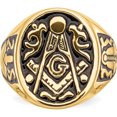 thumbnail image 4 of 10K Yellow Gold Men's Polished And Grooved With Black Enamel Masonic Ringsize 10 (Width 18.9) - Jbsp, 4 of 5
