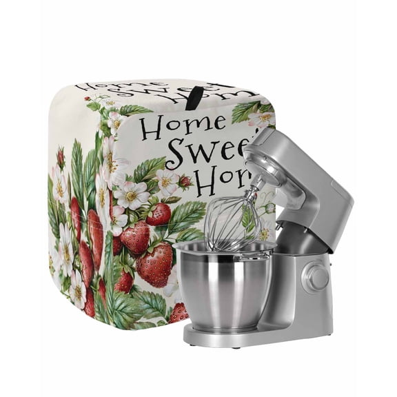 Strawberry Stand Mixer Dust Cover with Storage Pocket & Handles, Summer Fruits Spring Floral Botanical Fits All Tilt Head & Bowl Lift Kitchen Appliance Cover Organizer Bag Accessories, 6-8 Quart