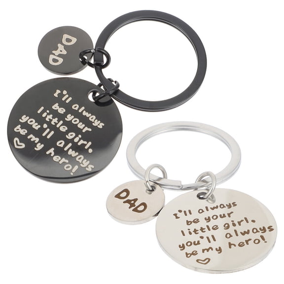 LEORX 2Pcs Bag Pendant Keychain Stainless Steel Commemorative Keyring for