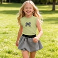 thumbnail image 6 of Amidoa Girls 2 Piece Outfits Summer Clothes Sleeveless Solid Color Cute Tank Top T-Shirt and Casual Shorts Kids Clothing Sets Green Size 8, 6 of 9