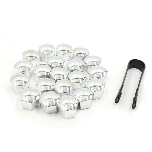 Unique Bargains 20Pcs Silver Tone Wheel Nut Lug Hub Cover Dust Protect Cap Clip for Car