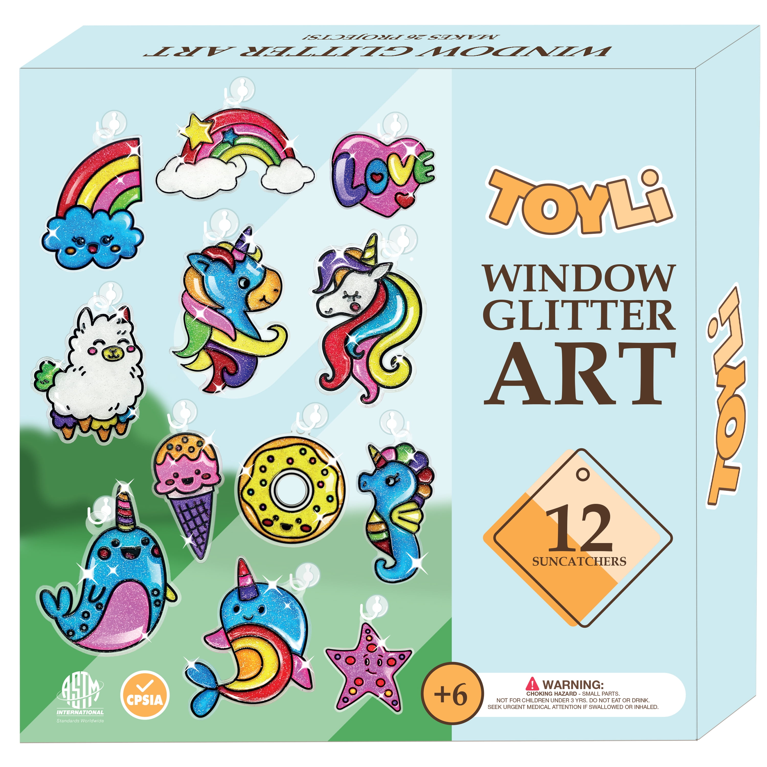 TOYLI Window Glitter Paint Art Kit Makes 26 Projects, Create Own