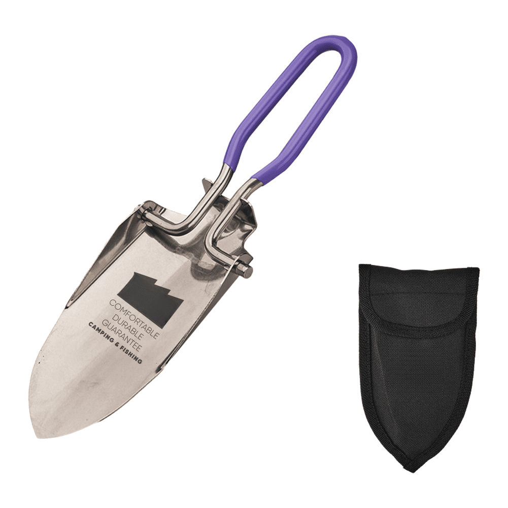 GRIMPEX Outdoor Camping Stainless Steel Folding for Mini Shovel Gardening Hiking Fishing Purple