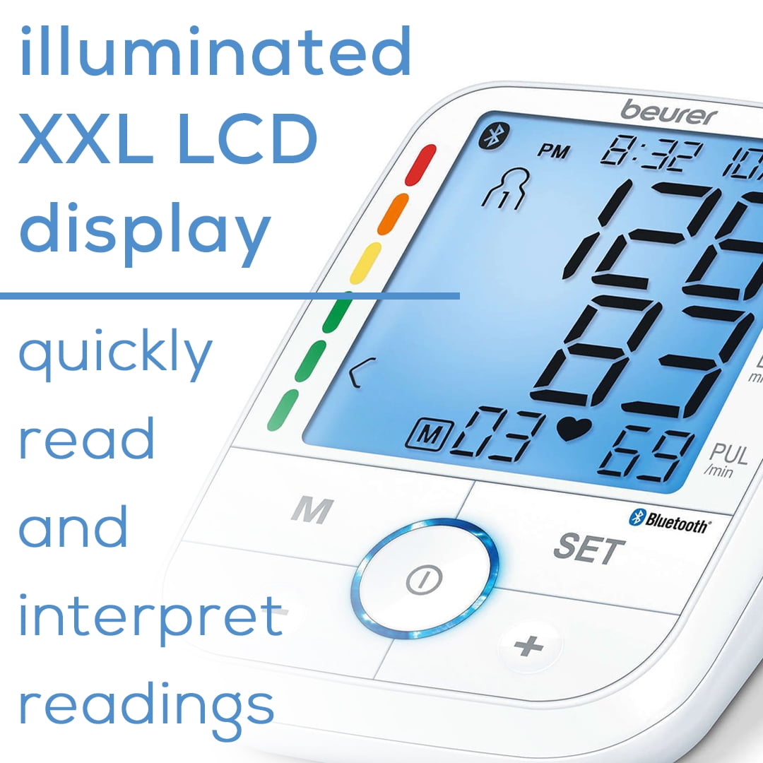 BM67 Beurer Upper Arm Blood Pressure Monitor, Universal Cuff, XL LCD Display, Bluetooth with App
