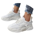 thumbnail image 3 of AUDeals Women Chunky Platform Sneakers, Colorblock Casual Shoes, Breathable Walking Shoes with Glitter Detail (White, 8), 3 of 9
