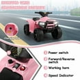 thumbnail image 4 of TOBBI Kids ATV, 6V 4 Wheeler Electric Quad Car Ride on Toys W/ LED Headlights, Horn, Speed Indicator, Pink, 4 of 14