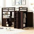 thumbnail image 2 of Twin Wood Loft Bed with Ladder and Guard Rail, Loft Bed with Drawers, Desk and Wardrobe, Loft Twin Bed for Teenagers, Multiple Functions Bed(Espresso), 2 of 8