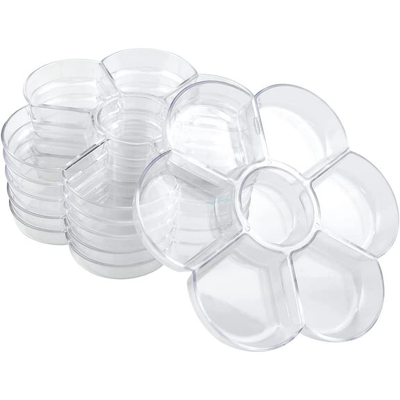 ABPETE 6-Pack Plastic Paint, Palettes for Artists,Circular Trays with Deep Wells for Watercolor, Acrylic & Oil,Kids & Adults Painting Supplies for School Projects, Art Classes & DIY Crafts