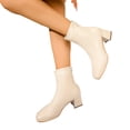 thumbnail image 4 of Willtoo Women's Square Toe Side Zipper Mid Chunky Heels Retro Ankle Boots, 4 of 6