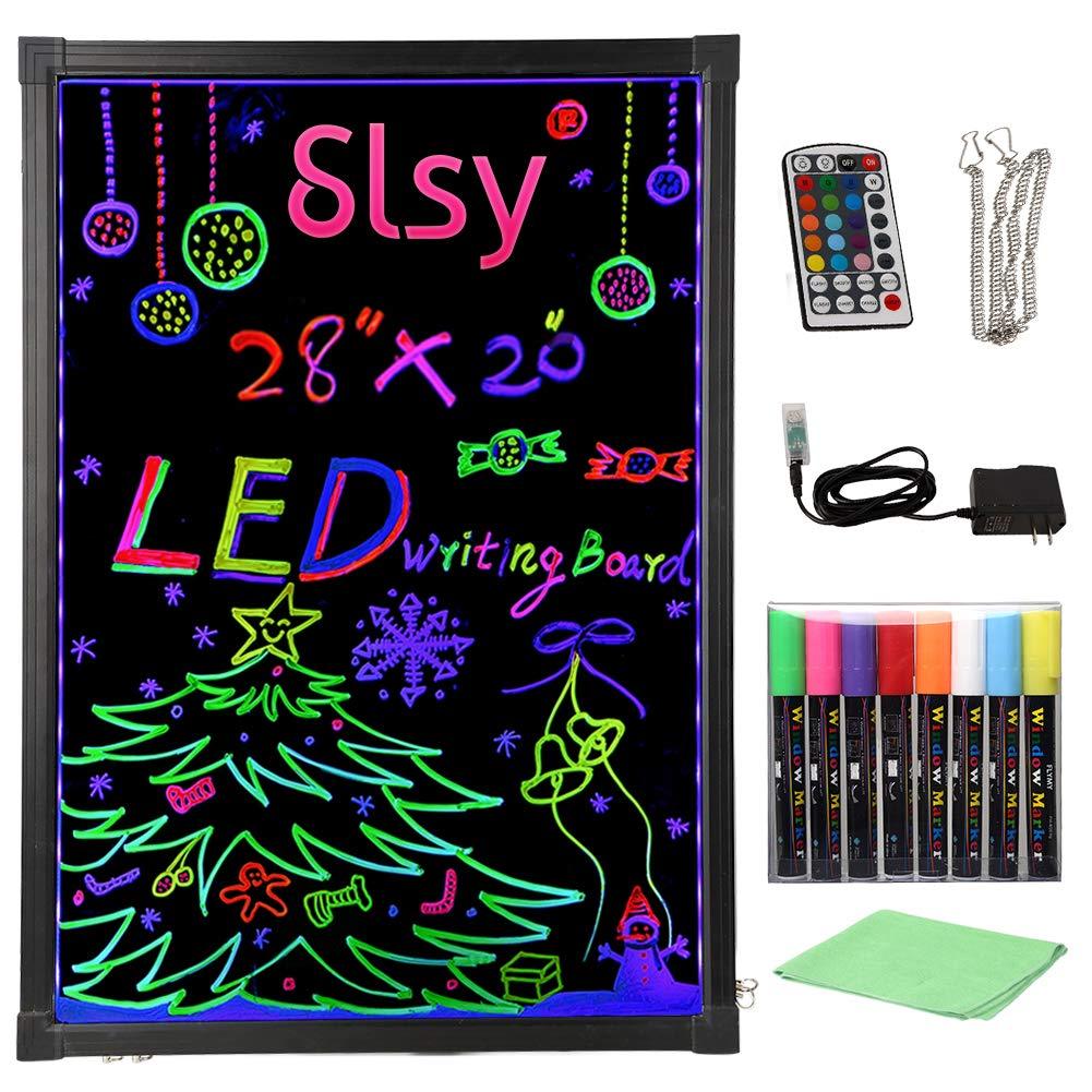 Slsy Illuminated LED Message Writing Board, 20"X28" Erasable Neon