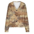 thumbnail image 4 of WRKEKC Maple Leaf Print French Wool Plush Jacket Button Front Fall Winter Soft Coat with Pockets for Coffee Run and Seasonal Style Beige 3XL, 4 of 4