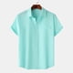 thumbnail image 1 of Ceisia Men's Solid Color Loose Fit Short Sleeve Button Down Shirt for Casual & Vacation Wear Light Blue M Gifts, 1 of 9