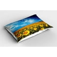 thumbnail image 2 of Ambesonne Floral Pillow Sham 2 Pack, Sunflower Garden Nature, 26"x20", Yellow and Blue, 2 of 3