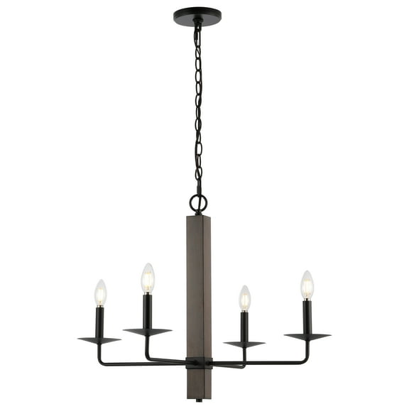 SAFAVIEH Oakly 4-Light Modern Black Iron Chandelier