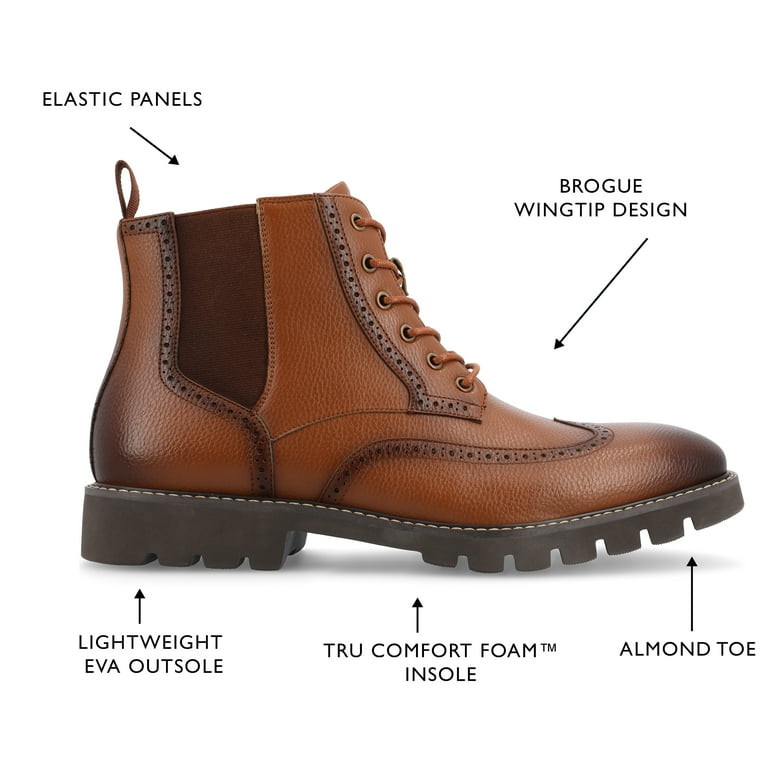 Vance Co. Bowman Tru Comfort Foam Wingtip Lace up Ankle Boot