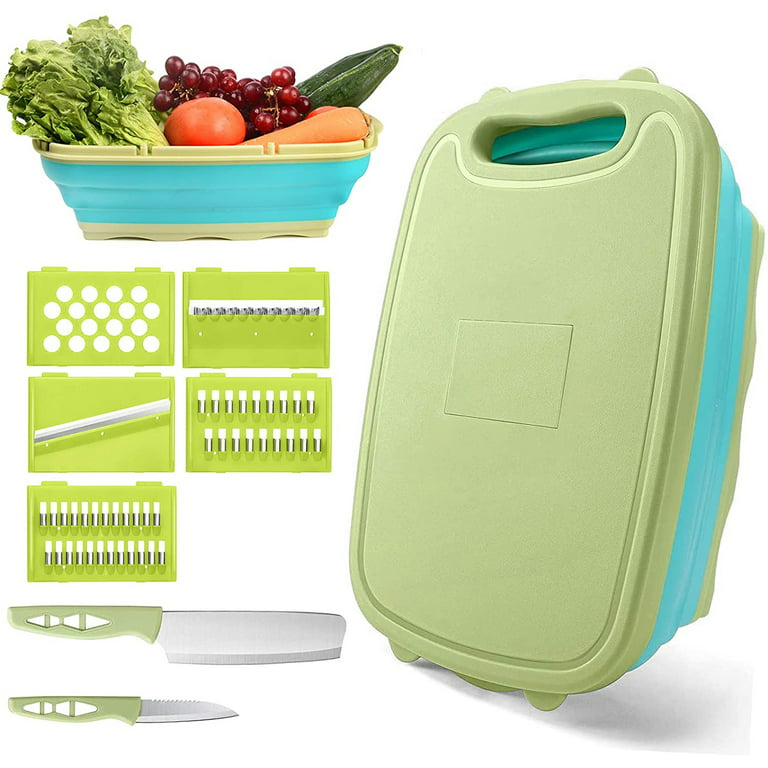 Cutting Board for Kitchen - 9-in-1 Multifunctional Cutting Boards - Durable Rice Husk - Collapsible Chopping Board - Space Saver - Fruit & Vegetable