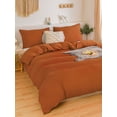 thumbnail image 4 of Burnt Orange Bedding Sets King Rust Duvet Cover Set Solid Pattern Washed Microfiber, No Filling, 4 of 9