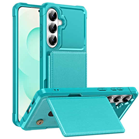 for Samsung Galaxy S26 Wallet Case with Stand-4 Card Holder Slot Hidden Bracket Double Magnetic Clasp PU Leather Slim Shockproof Hybrid TPU Frame Cover for Samsung Galaxy S26, Green