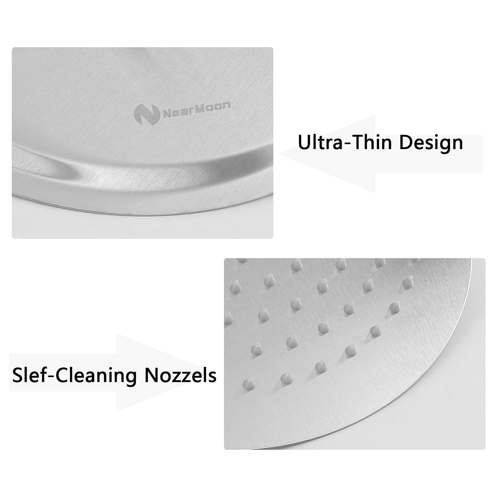 Rain Shower Head with 11 Inch Adjustable Arm, High Pressure Stainless Steel Rainfall Shower, Ultra-Thin Design, Pressure Boosting Chrome Finish