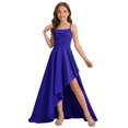 thumbnail image 5 of AHTJRT Bridesmaid Dresses for Girls Ruffle Slit Satin Silk Flower Dress Sleeveless Spaghetti Straps Party Maxi Dresses Blue 16-17 Years, 5 of 7