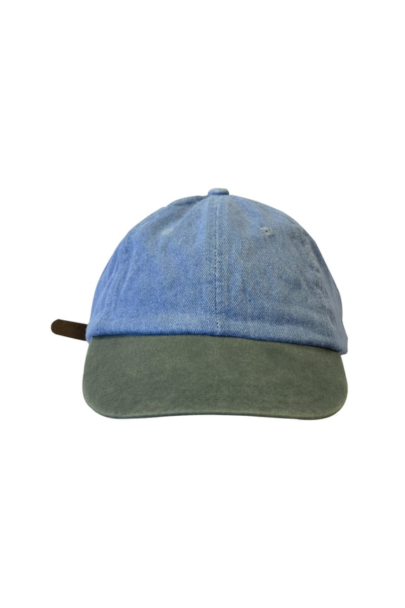 Unstructured Low-profile Two-Tone Denim Garment Washed Baseball Cap