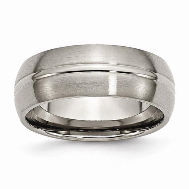 8 mm Titanium Grooved Brushed & Polished Band - Size 8.5