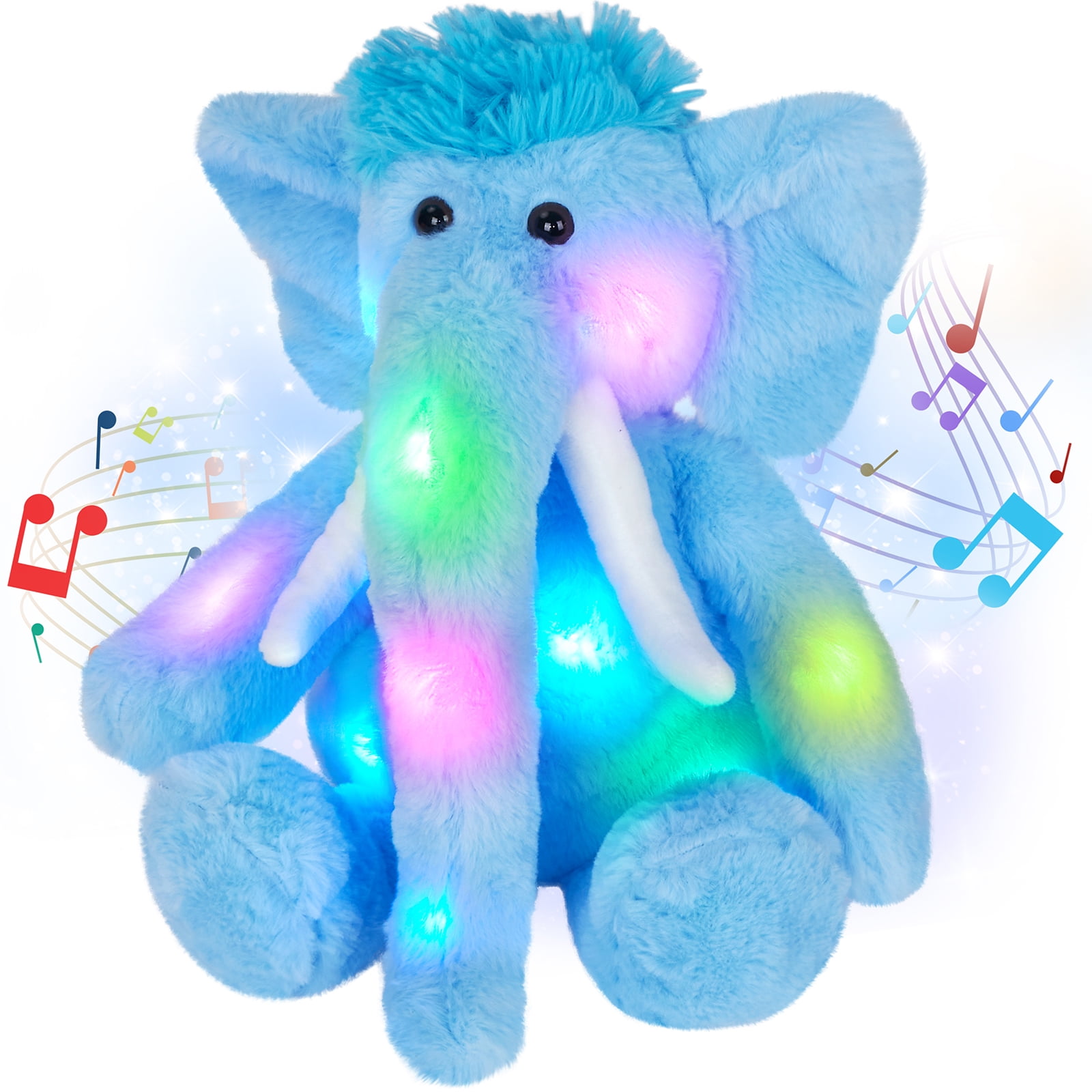SpecialYou Light up Musical Stuffed Blue Elephant Soft Plush Toy