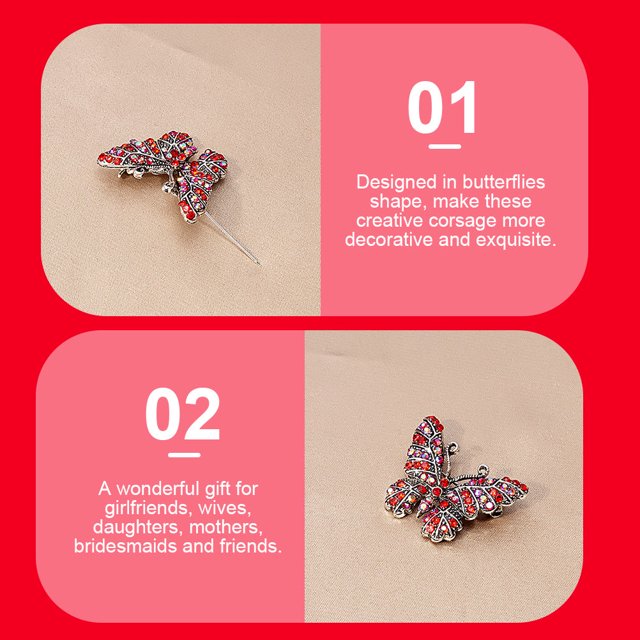 Nestingho Corsage Retro Con Pedrería Roja Para De Suéteres Y