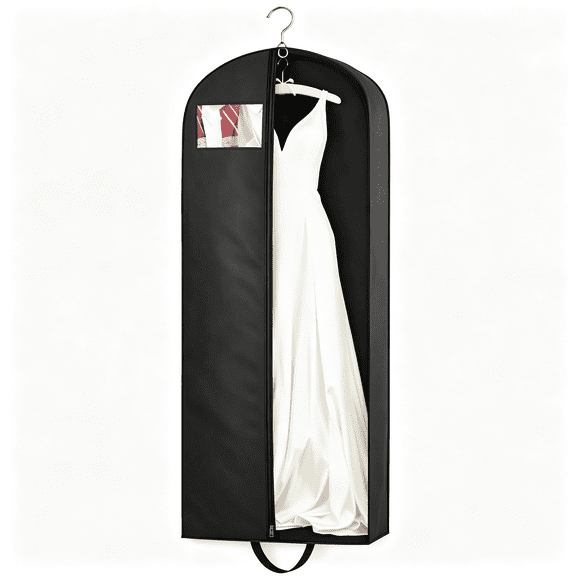 XENAKY 65" Wedding Dress Garment Bag with 4" Gusset | Trifold Travel Bag for Long Gowns & Winter Coats - Waterproof Breathable Hanging Clothes Cover with Handles & Clear Window