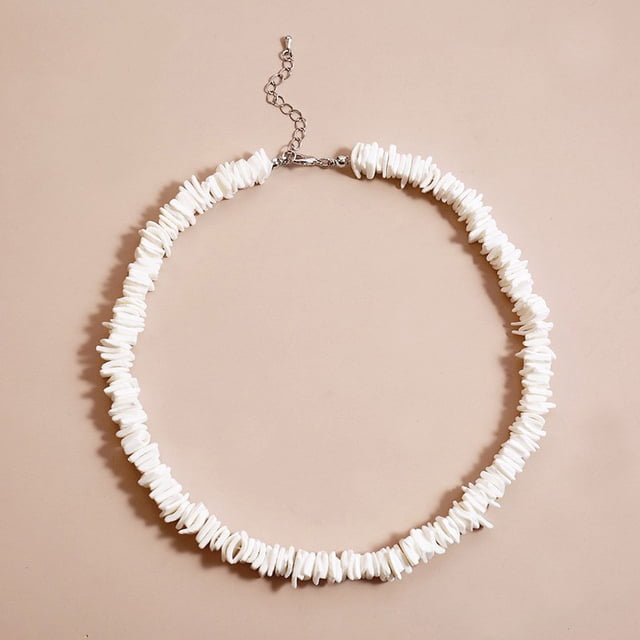 Collar con fragmentos de concha irregulares y sencillos de Hawái para mujer, joyería hecha a mano