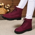 thumbnail image 6 of XIMIN Women's Cute Flat Shoes Lace Up Low Heel High Top Winter Snow Boots Warm Fur Lined Ankle Boots Comfortable Suede Lace Up Booties Outdoor Hiking Booties, 6 of 8
