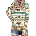 thumbnail image 3 of TaTaai Ladies Casual Hoodie Long Sleeve Vintage Floral Print Loose Fit Pullover Hooded Sweatshirt Retro Style Daily Top Gift, 3 of 5