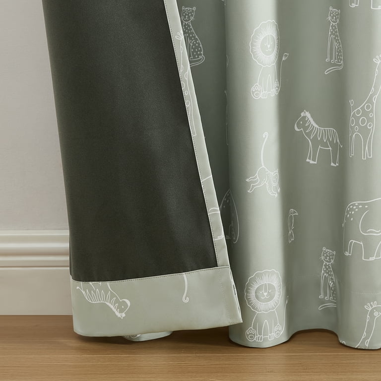 Ecologee Sage Safari Kids Blackout Curtain Panel, 84" photo 6