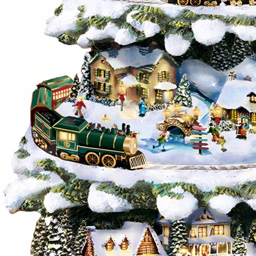 トーマスキンケード氏監修　ワンダーランドエクスプレスクリスマスツリー Amazon.com: Thomas Kinkade Animated Tabletop Christmas Tree