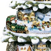 The Bradford Exchange Thomas Kinkade Wonderland Express Christmas Tree Decoration With Santa Sleigh Topper Lights Moving Train and Music With 8 Beloved Xmas Carols 16-Inches