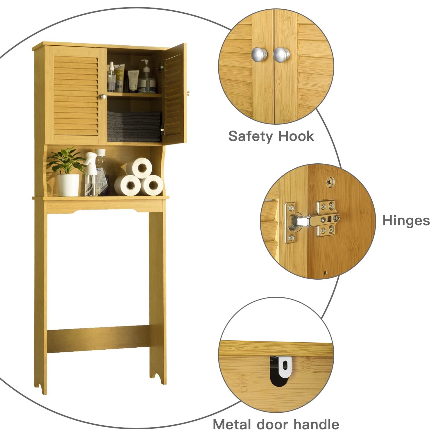 Kadyn Over The Toilet Storage Rack with Cabinet, Bathroom Space Saver with Open Shelf, Freestanding Bathroom Organizer, Rustic Brown Kadyn Over The Toilet Storage Rack with Cabinet, Bathroom Space Saver with Open Shelf, Freestanding Bathroom Organizer, Rustic Brown