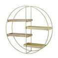 thumbnail image 2 of Linon Lester Round 4-Shelf Wall Storage, Gold Iron Frame with Gray Wash Finish, 2 of 9