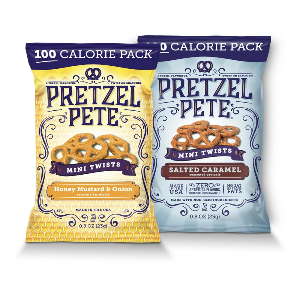 Pretzel Pete 100 Calorie Honey Mustard & Salted Caramel Pretzel Twists