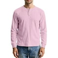 thumbnail image 2 of QHRMKOG Henley Shirts for Men Long Sleeve Modern Fit Thermal Basic Color Shirt Comfort T-Shirt Trendy Pullover Top Pink XL, 2 of 9