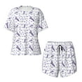 thumbnail image 4 of Kdxio Lavender Flowers Print Pajamas Sets for Women Short-Sleeved Pjs with Lounge Shorts Two Piece Sleepwear S-4XL, 4 of 9