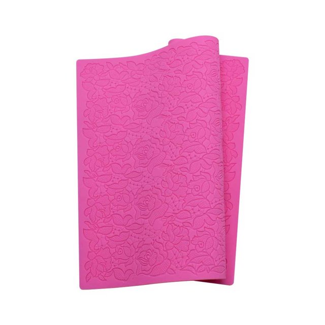 Inteprter Molde de silicona con patrón de rosas y flores, alfombrilla de encaje para Fondant, decoración de pasteles, moldes de autoensamblaje, Herramientas y accesorios para hornear
