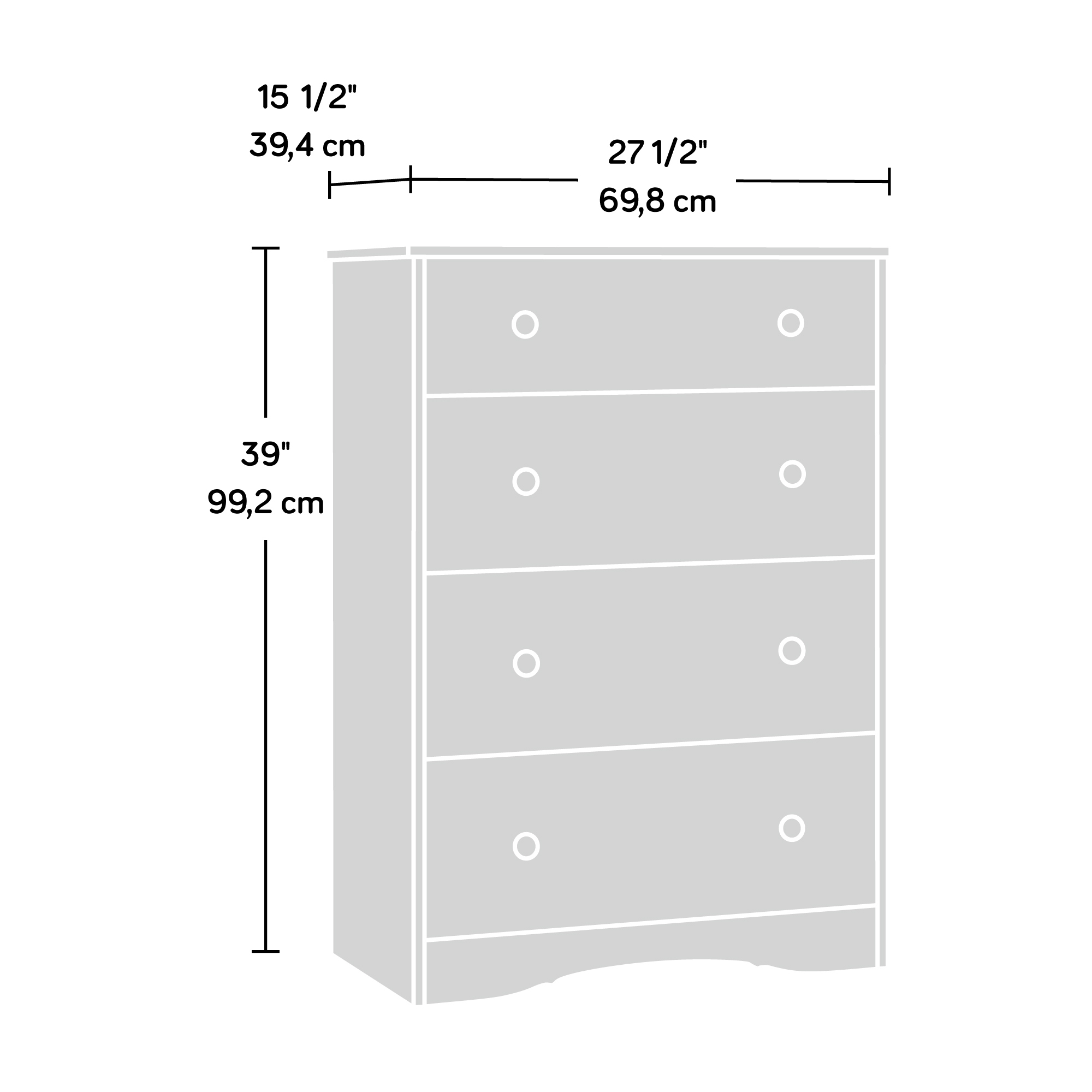 Aukfa Compact 4-Drawer Dresser, Space-Saving Storage Chest Modern Wood Cabinet for Small Bedroom & Living Room,Walnut